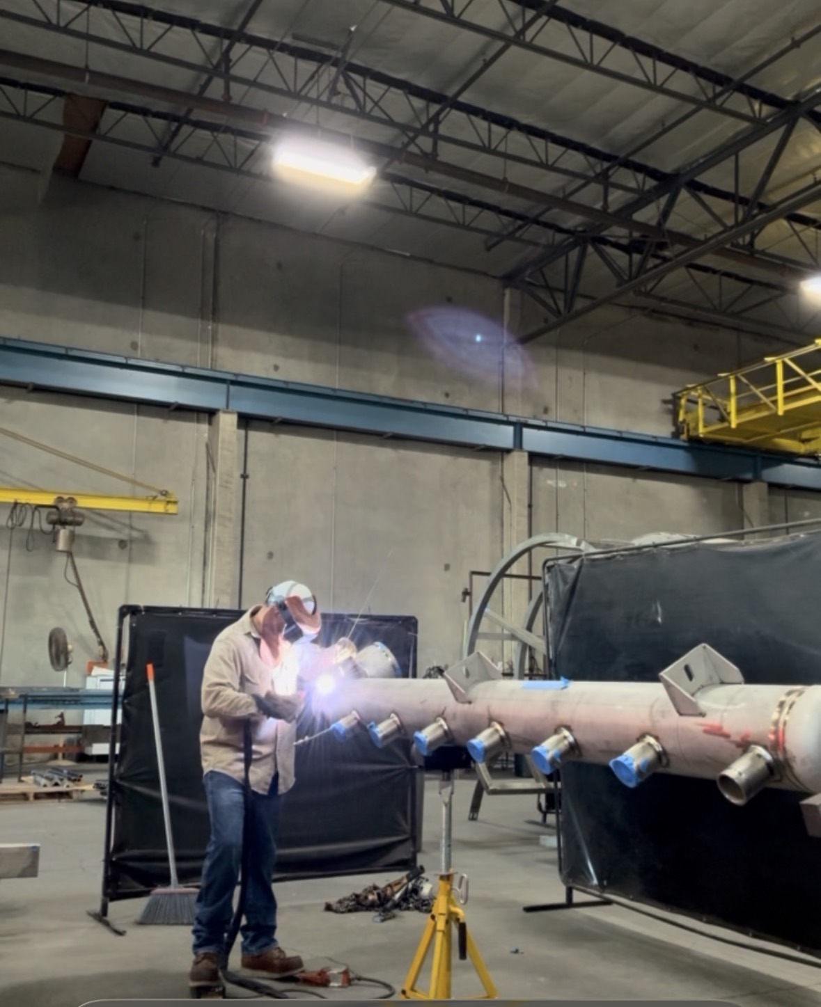Industrial Pipe Welding in Progress